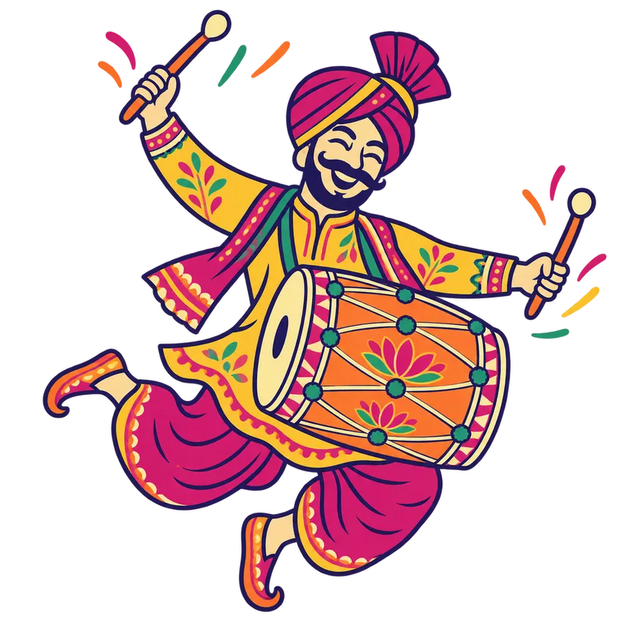 Dhol player jumping